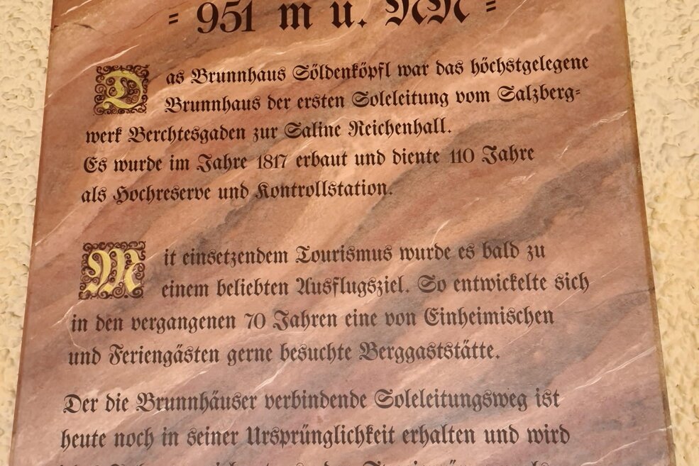 Infotafel Brunnhaus Söldenköpfl Berchtesgaden