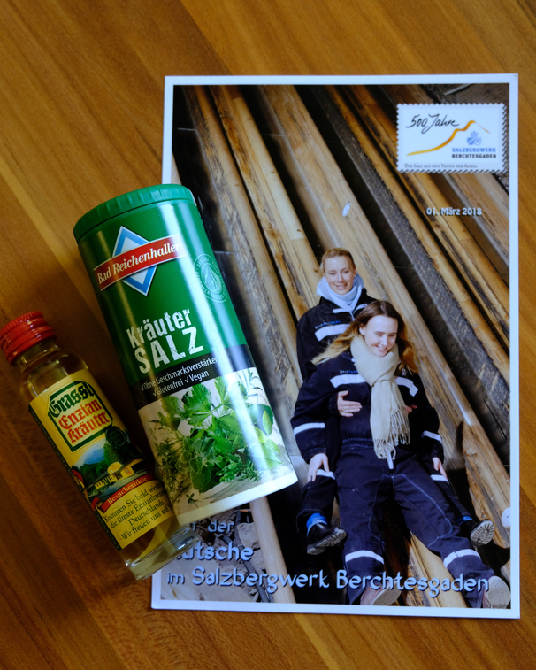Rutschenfoto mit Salzstreuer und Schnaps