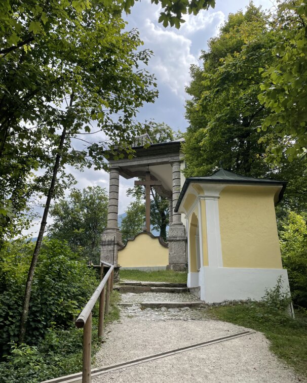 path to Kalvarienberg at the brine pipeline trail in Berchtesgaden