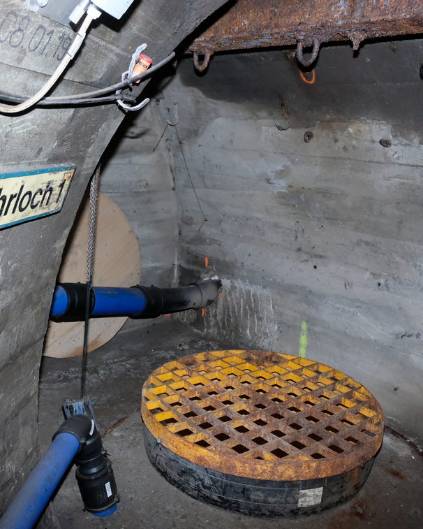 Wetterbohrloch im Salzbergwerk Berchtesgaden