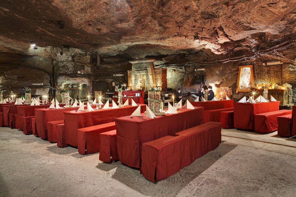 Einrichtung für Dinner im Salzbergwerk Berchtesgaden