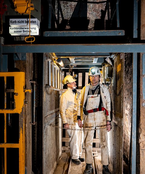 Taking measurements in the underground salt mine
