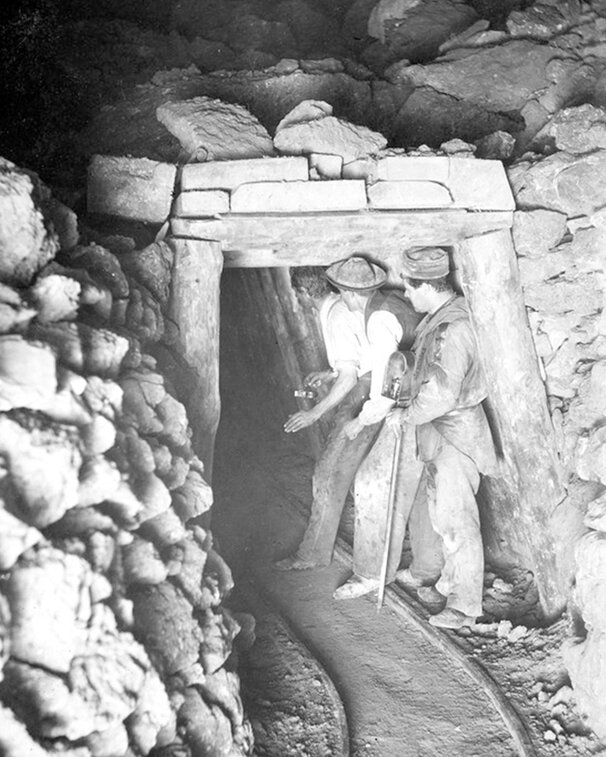 Damalige Sprengung im Salzbergwerk Berchtesgaden