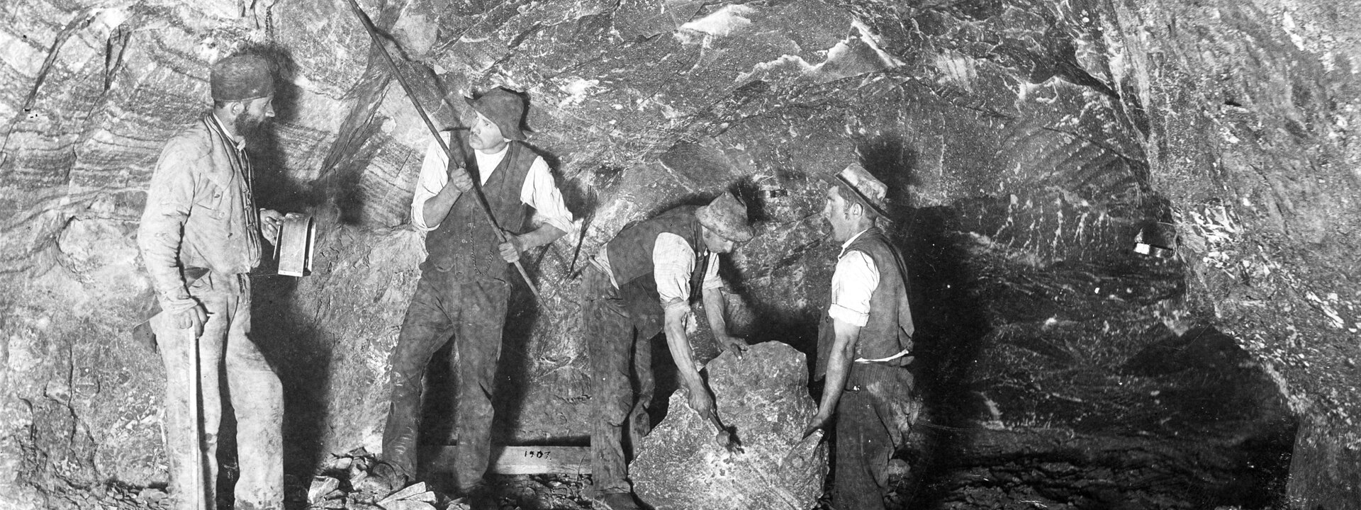 Visitors mining rock salt back in the day 