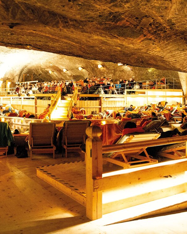 Guests in the underground healing salt tunnel