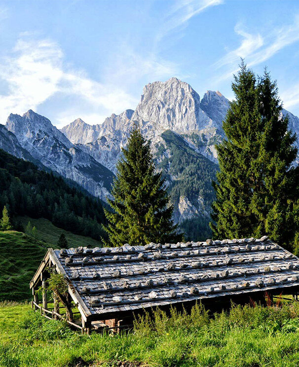 Bindalm im Klausbachtal mit Blick auf Mühlsturzhörner | © Bergerlebnis Berchtesgaden