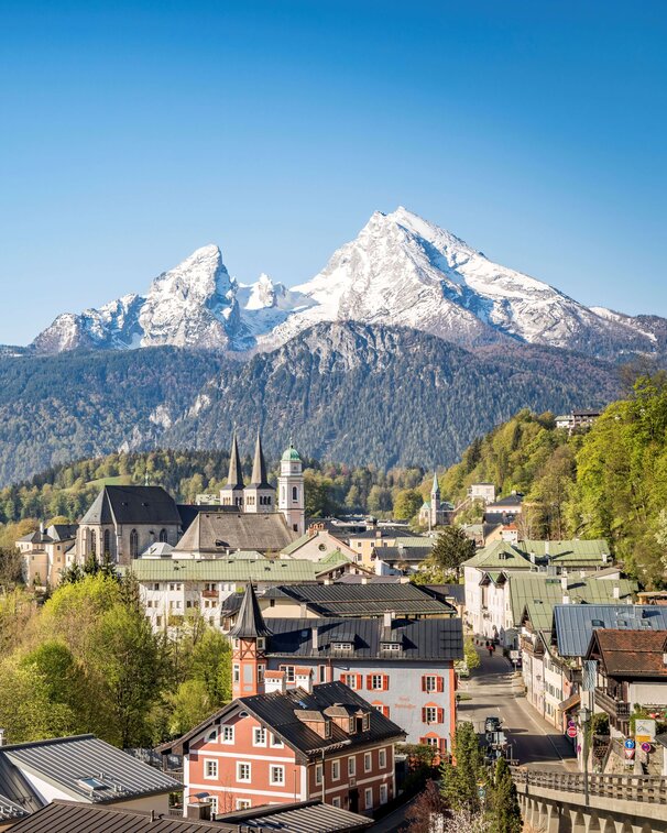 © Bergerlebnis Berchtesgaden Markt Berchtesgaden mit Watzmann im Hintergrund | © Bergerlebnis Berchtesgaden