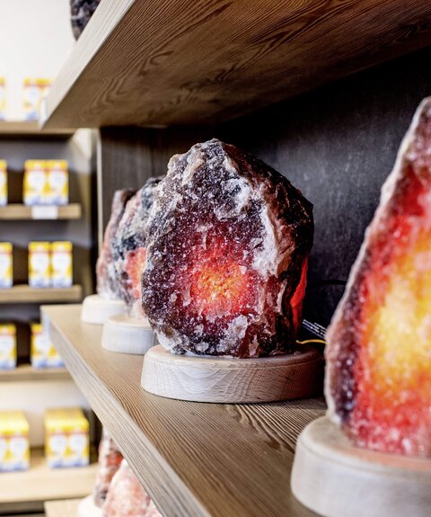 Salt lamps in the salt shop