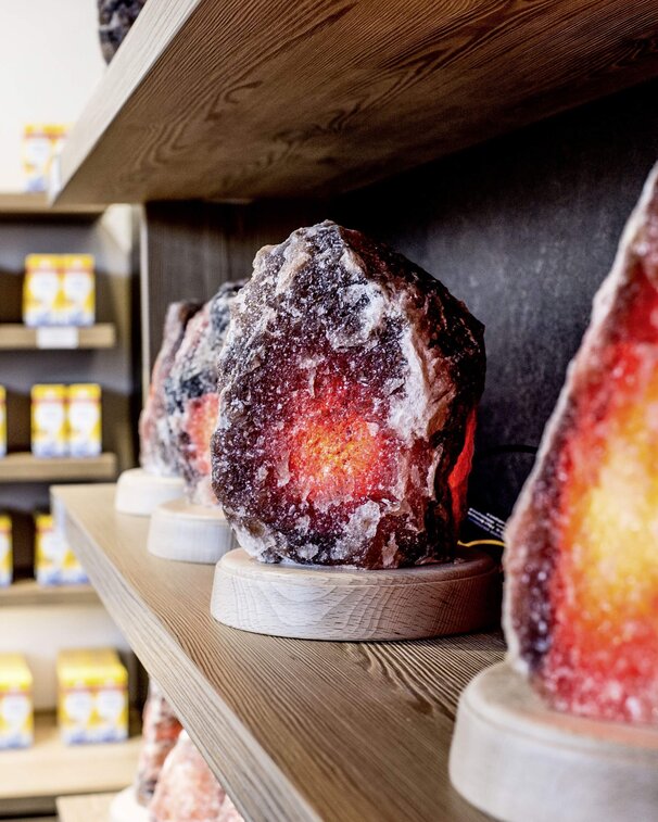 Salt lamps in the salt shop